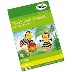 Пластилин мягкий (восковой), 8 цветов, 120 г, Гамма «Пчелка», со стеком No Brand