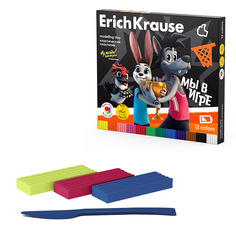 Пластилин классический ErichKrause Ну, Погоди! Каникулы 12 цветов со стеком, 180 г 62571