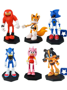 Фигурки StarFriend еж Соник Sonic the Hedgehog 6 в 1 Тэйлз Наклз Эми Роуз Стикс 6,5-8 см