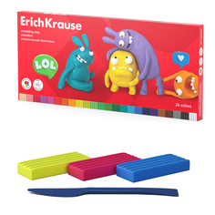 Пластилин классический ErichKrause Jolly Friends 24 цвета, в коробке 24 шт 61350
