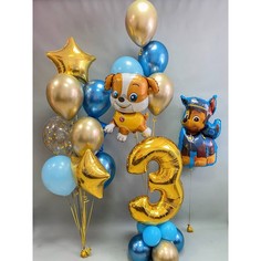Набор шаров с гелием №396 С цифрой 3 Золотой 000002092, 18 шт No Brand