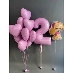 Набор шаров с гелием №363 С цифрой 2, 10шт No Brand