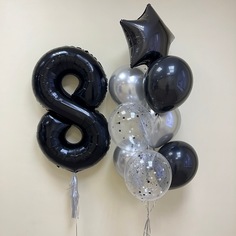 Набор шаров с гелием №550 С цифрой 8, 7 шт No Brand