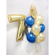 Набор шаров с гелием №103 С цифрой 7 Золотой 00000898, 8 шт No Brand