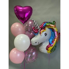 Набор шаров с гелием №190 Единорог 000001765, 6 шт No Brand