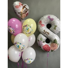 Набор шаров с гелием №253 8 марта, 9 шт No Brand
