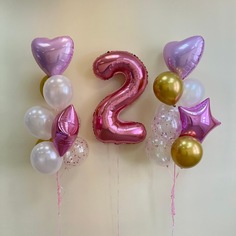 Набор шаров с гелием № 546 С цифрой 2, 14 шт No Brand