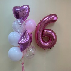 Набор шаров с гелием 517 - с цифрой 6 No Brand