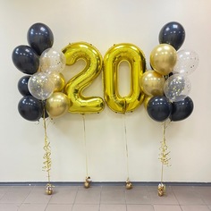 Набор шаров с гелием №62 С цифрами 20 юбилей, 20 шт No Brand