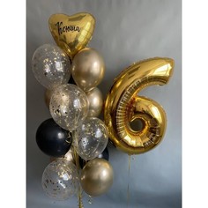 Набор шаров с гелием 392 С цифрой 6, 16 шт No Brand