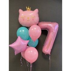 Набор шаров с гелием №361 С цифрой 7, 5 шт No Brand