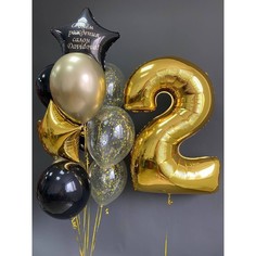 Набор шаров с гелием №353 С цифрой 2, 8 шт No Brand