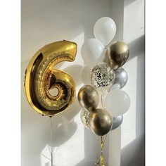 Набор шаров с гелием 100 шары с цифрой 6 No Brand