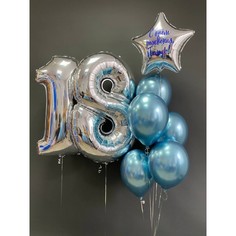 Набор шаров с гелием №352 С цифрой 18, 6 шт No Brand