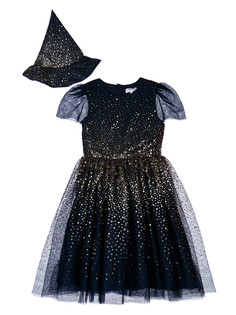 Карнавальный костюм текстильный для девочек PlayToday: платье, шляпа, тёмно-синий, 146