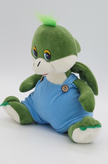 Мягкая игрушка Unaky Soft Toy Дракон Айн в голубом комбинезоне 30 см