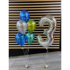 Набор шаров с гелием 109 - шары с цифрой 3, 1197 No Brand