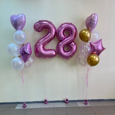 Набор шаров с гелием 548 с цифрами 28 No Brand