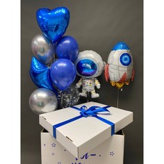 Набор шаров с гелием №306 Коробка сюрприз космос, 6 шт No Brand