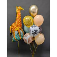 Набор шаров с гелием 415 жираф, 10 шт No Brand