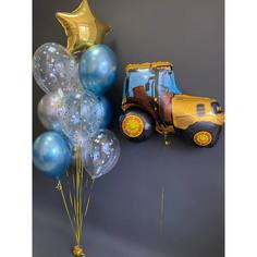 Набор шаров с гелием №409 Трактор, 9 шт No Brand