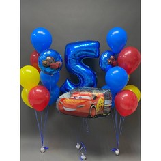 Набор шаров с гелием 273 - c цифрой 5 молния макквин No Brand