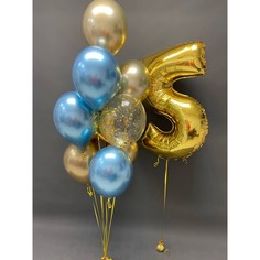 Набор шаров с гелием №401 C цифрой 5, 8 шт No Brand