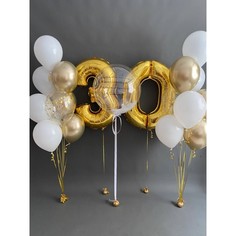 Набор шаров с гелием 345 с цифрами 30 юбилей, 16 шт No Brand