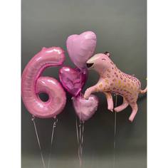 Набор шаров с гелием №398 С цифрой 6, 5 шт No Brand