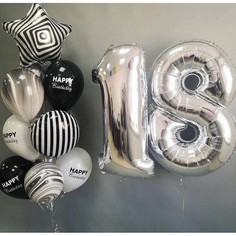 Набор шаров с гелием 394 с цифрами 18, 8 шт No Brand