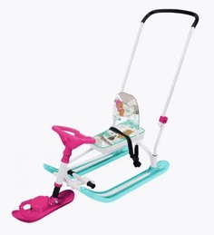 Снегокат с ручкой и спинкой Nika Twiny2+ с забавными медвежатами