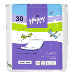 Пеленки Bella Baby Happy одноразовые впитывающие 90х60 см (30 штук)