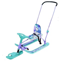 Снегокат детский с ручкой и спинкой Nika Twiny2+ с пингвинятами