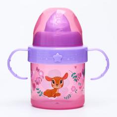 Поильник с твердым носиком Mum&Baby Оленята, Мамы и малыши, с ручками, 150 мл, розовый