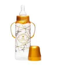 Бутылочка для кормления Mum&Baby Золотая коллекция: белый мрамор, 250 мл, 3м+, цилиндр