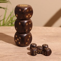 Кубики игральные в шкатулке 12х4х4 см, дерево шишам No Brand