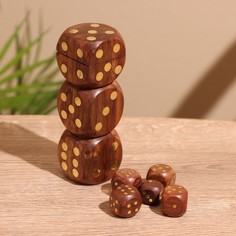 Кубики игральные в шкатулке 12х4х4 см, дерево шишам No Brand