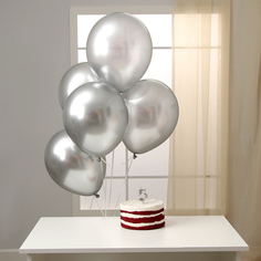 Набор для праздника Страна Карнавалия Свечи для торта + 5 шаров, цифра 5, серебро