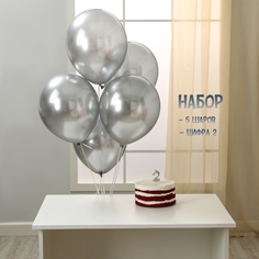 Набор для праздника Страна Карнавалия Свечи для торта + 5 шаров, цифра 2, серебро