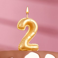 Свеча в торт Страна Карнавалия Шары, цифра 2, золотой металлик, 5,5 см 7664833