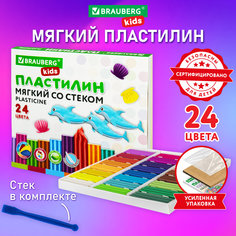 Пластилин Brauberg Kids 880816 мягкий восковой для лепки 24 цвета стек