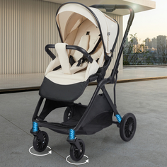 Коляска прогулочная Happy Baby Avery дождевик, москитная сетка, бежевая, 6м+