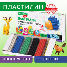 Пластилин классический BRAUBERG KIDS 6 цветов 120 г стек ВЫСШЕЕ КАЧЕСТВО 106435 (4шт)