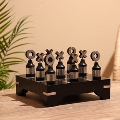 Игра настольная Крестики-нолики 20х20 см, манговое дерево, сталь No Brand