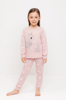Пижама детская CROCKID М 2836-3, розовый,белый, 128, 1 шт