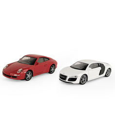 Игровой набор Welly 1:43 Porsche 911 Carrera S и Audi R8 Coupe