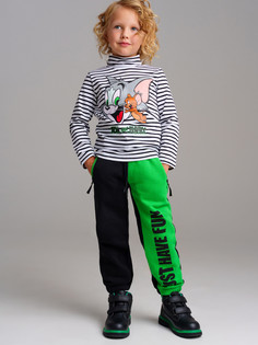 Брюки детские PlayToday 32412070, черный, зеленый, 116