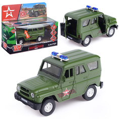 Машина металл свет-звук Uaz Hunter Армия России, 12 см, (двер, багаж,) инерц., в коробке Технопарк