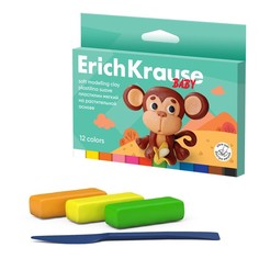 Пластилин мягкий ErichKrause Baby на растительно основе с Алоэ Вера 12 цветов 180 г
