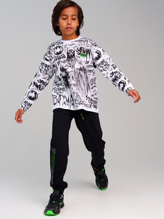 Лонгслив детский PlayToday 32431020, черный, белый, 158